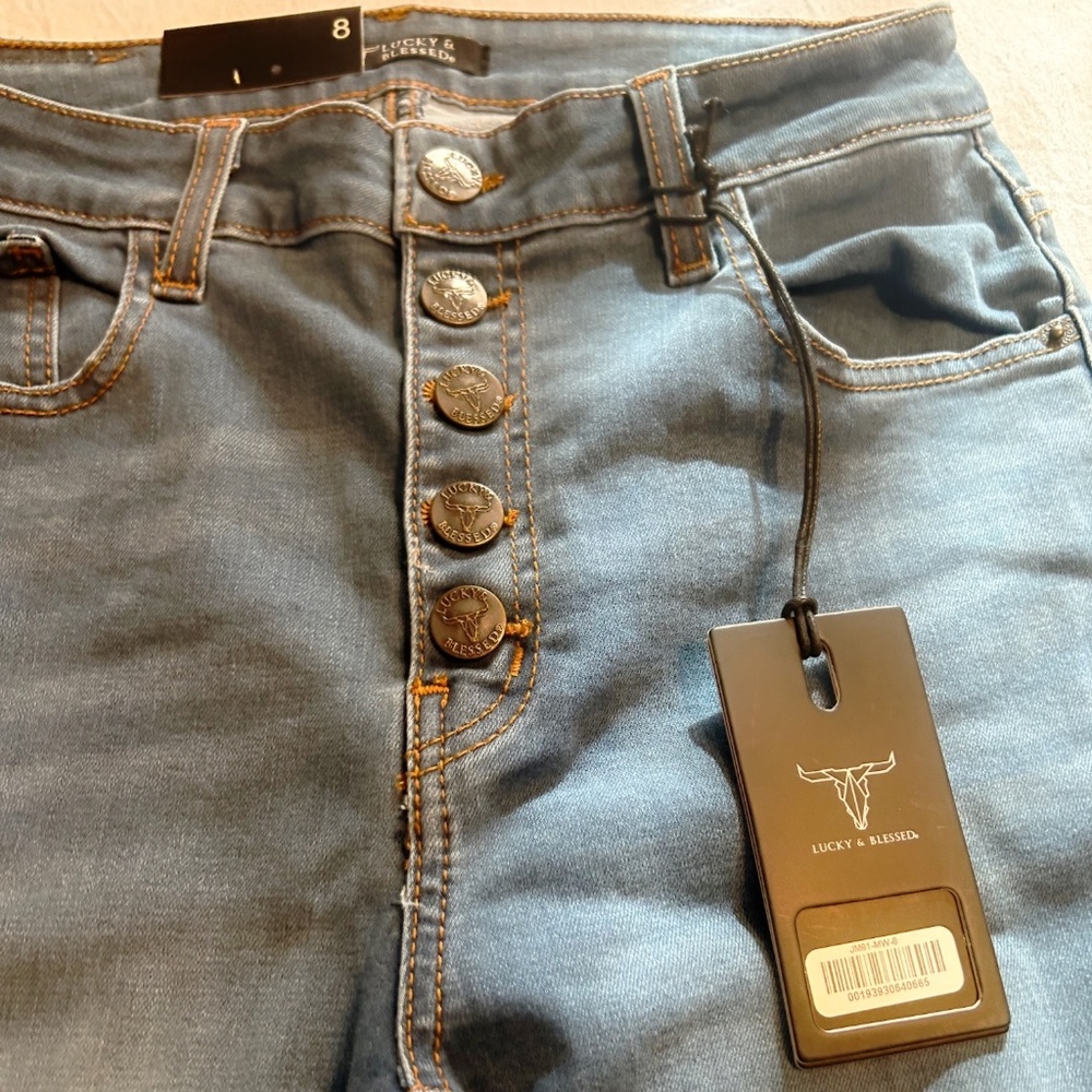 Lucky & Blessed Distressed Bell-Bottom Jeans *NWT* - Picture 3 of 10